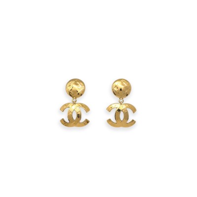 CHANEL QUILTED CC DANGLE EARRINGS